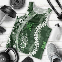Hawaii Puakenikeni and Maile Lei Men Tank Top Green Japanese Wave Style - Polynesian Pride