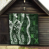 Hawaii Puakenikeni and Maile Lei Quilt Green Japanese Wave Style - Polynesian Pride