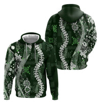 Hawaii Puakenikeni and Maile Lei Zip Hoodie Green Japanese Wave Style - Polynesian Pride