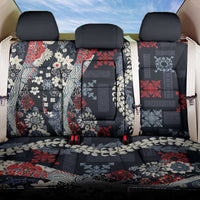 Hawaii Puakenikeni and Maile Lei Back Car Seat Cover Navy Blue Japanese Wave Style - Polynesian Pride