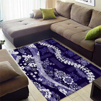 Hawaii Puakenikeni and Maile Lei Area Rug Purple Japanese Wave Style - Polynesian Pride