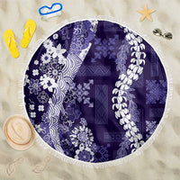 Hawaii Puakenikeni and Maile Lei Beach Blanket Purple Japanese Wave Style - Polynesian Pride