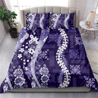 Hawaii Puakenikeni and Maile Lei Bedding Set Purple Japanese Wave Style - Polynesian Pride