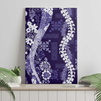 Hawaii Puakenikeni and Maile Lei Canvas Wall Art Purple Japanese Wave Style - Polynesian Pride