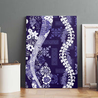 Hawaii Puakenikeni and Maile Lei Canvas Wall Art Purple Japanese Wave Style - Polynesian Pride