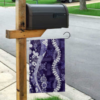 Hawaii Puakenikeni and Maile Lei Garden Flag Purple Japanese Wave Style - Polynesian Pride