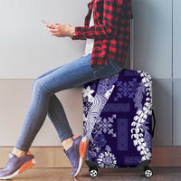 Hawaii Puakenikeni and Maile Lei Luggage Cover Purple Japanese Wave Style - Polynesian Pride