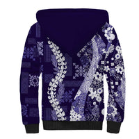 Hawaii Puakenikeni and Maile Lei Sherpa Hoodie Purple Japanese Wave Style - Polynesian Pride