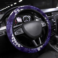 Hawaii Puakenikeni and Maile Lei Steering Wheel Cover Purple Japanese Wave Style - Polynesian Pride
