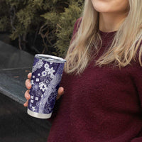 Hawaii Puakenikeni and Maile Lei Tumbler Cup Purple Japanese Wave Style - Polynesian Pride