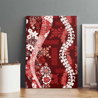 Hawaii Puakenikeni and Maile Lei Canvas Wall Art Red Japanese Wave Style - Polynesian Pride