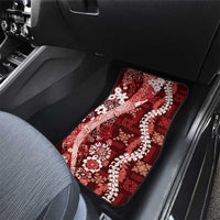 Hawaii Puakenikeni and Maile Lei Car Mats Red Japanese Wave Style - Polynesian Pride