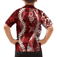 Hawaii Puakenikeni and Maile Lei Hawaiian Shirt Red Japanese Wave Style - Polynesian Pride
