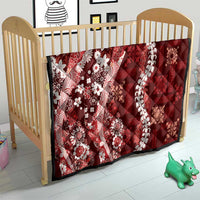 Hawaii Puakenikeni and Maile Lei Quilt Red Japanese Wave Style - Polynesian Pride