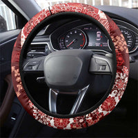 Hawaii Puakenikeni and Maile Lei Steering Wheel Cover Red Japanese Wave Style - Polynesian Pride