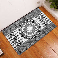 All White Tonga Malo e lelei Rubber Doormat Vintage Ngatu Tribal Pattern LT9 - Polynesian Pride