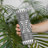 All White Tonga Malo e lelei Skinny Tumbler Vintage Ngatu Tribal Pattern LT9 - Polynesian Pride