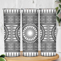 All White Tonga Malo e lelei Skinny Tumbler Vintage Ngatu Tribal Pattern LT9 - Polynesian Pride