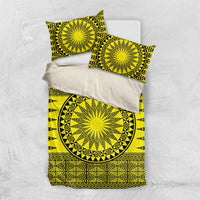 All Yellow Tonga Malo e lelei Bedding Set Vintage Ngatu Tribal Pattern - Polynesian Pride