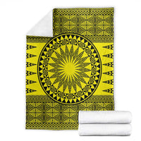 All Yellow Tonga Malo e lelei Blanket Vintage Ngatu Tribal Pattern - Polynesian Pride
