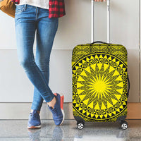 All Yellow Tonga Malo e lelei Luggage Cover Vintage Ngatu Tribal Pattern - Polynesian Pride