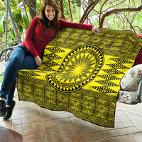 All Yellow Tonga Malo e lelei Quilt Vintage Ngatu Tribal Pattern - Polynesian Pride