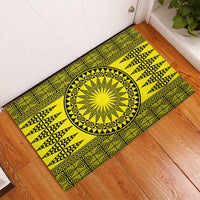 All Yellow Tonga Malo e lelei Rubber Doormat Vintage Ngatu Tribal Pattern LT9 - Polynesian Pride