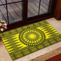 All Yellow Tonga Malo e lelei Rubber Doormat Vintage Ngatu Tribal Pattern LT9 - Polynesian Pride