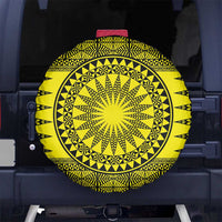 All Yellow Tonga Malo e lelei Spare Tire Cover Vintage Ngatu Tribal Pattern - Polynesian Pride
