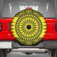 All Yellow Tonga Malo e lelei Spare Tire Cover Vintage Ngatu Tribal Pattern - Polynesian Pride