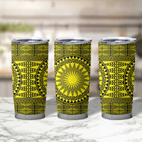 All Yellow Tonga Malo e lelei Tumbler Cup Vintage Ngatu Tribal Pattern LT9 - Polynesian Pride