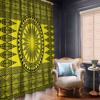 All Yellow Tonga Malo e lelei Window Curtain Vintage Ngatu Tribal Pattern - Polynesian Pride