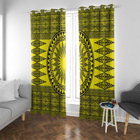 All Yellow Tonga Malo e lelei Window Curtain Vintage Ngatu Tribal Pattern - Polynesian Pride