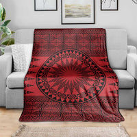 All Red Tonga Malo e lelei Blanket Vintage Ngatu Tribal Pattern - Polynesian Pride