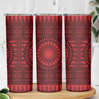 All Red Tonga Malo e lelei Skinny Tumbler Vintage Ngatu Tribal Pattern LT9 - Polynesian Pride