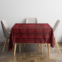 All Red Tonga Malo e lelei Tablecloth Vintage Ngatu Tribal Pattern - Polynesian Pride
