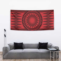 All Red Tonga Malo e lelei Tapestry Vintage Ngatu Tribal Pattern LT9 - Polynesian Pride