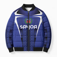 2026 Rugby Nations Series Custom Manu Samoa Bomber Puffer Jacket LT9 Unisex Blue - Polynesian Pride