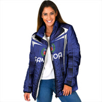 2026 Rugby Nations Series Custom Manu Samoa Padded Jacket LT9 Women Blue - Polynesian Pride