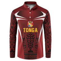 2026 Rugby Nations Series Custom Tonga Ikale Tahi Button Sweatshirt LT9 Red - Polynesian Pride