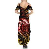 New Zealand Summer Maxi Dress Aotearoa Manaia Maori Fern Tattoo Arty LT9 - Polynesian Pride