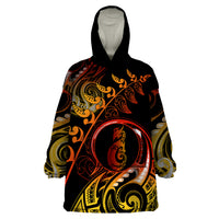 New Zealand Wearable Blanket Hoodie Aotearoa Manaia Maori Fern Tattoo Arty LT9 One Size Reggae - Polynesian Pride