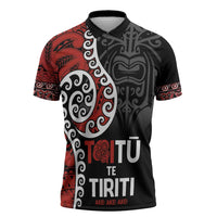 Honour The Treaty New Zealand Zipper Polo Shirt Toitu Te Tiriti Ake Ake Ake - Polynesian Pride
