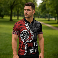 Honour The Treaty New Zealand Zipper Polo Shirt Toitu Te Tiriti Ake Ake Ake - Polynesian Pride