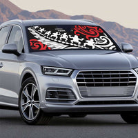 Honour The Treaty New Zealand Personalised Auto Sun Shade Toitu Te Tiriti Half Fern Haka Dance - Polynesian Pride