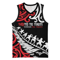 Honour The Treaty New Zealand Personalised Basketball Jersey Toitu Te Tiriti Half Fern Haka Dance - Polynesian Pride