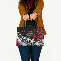 Honour The Treaty New Zealand Personalised Leather Bag Toitu Te Tiriti Half Fern Haka Dance - Polynesian Pride