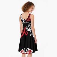 Honour The Treaty New Zealand Personalised Midi Dress Toitu Te Tiriti Half Fern Haka Dance - Polynesian Pride