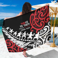 Honour The Treaty New Zealand Personalised Sarong Toitu Te Tiriti Half Fern with Haka dance