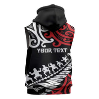 Honour The Treaty New Zealand Personalised Sleeveless Zip Hoodie Toitu Te Tiriti Half Fern Haka Dance - Polynesian Pride